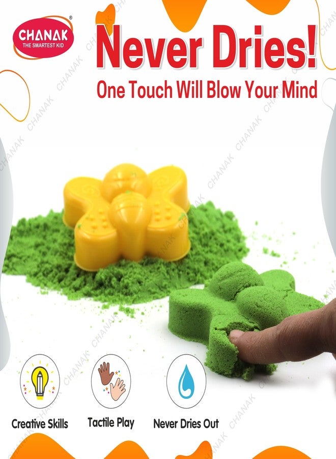 Chanak 1kg Creative Sand Box for Kids, Sand Kit with 5 Large Moulds & 8 Small Moulds, Non-Toxic and Stain Free, Indoor and Outdoor Kid Activity, Suitable for Kids Above 3 Years, (1KG), Multicolor - Image 3